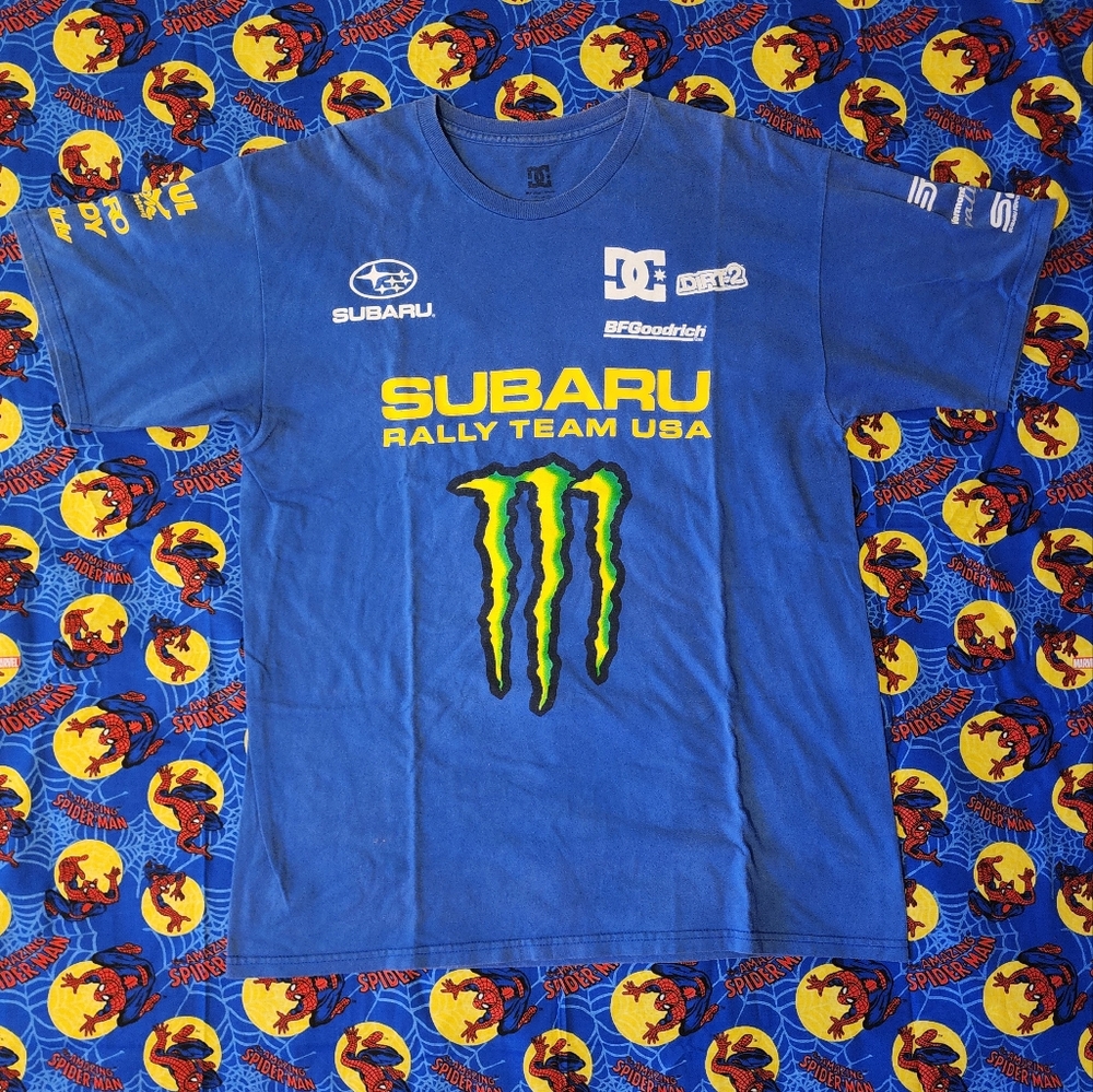 DC Monster Dave Mirra Subaru Blue Rally Team USA T-Shirt Large